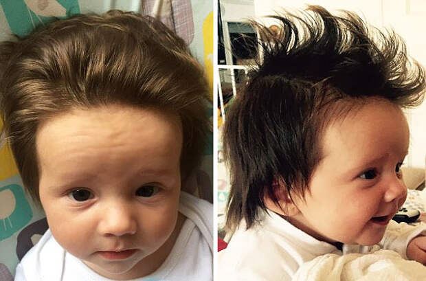 15 малышей, родившихся с удивительно роскошными причёсками
