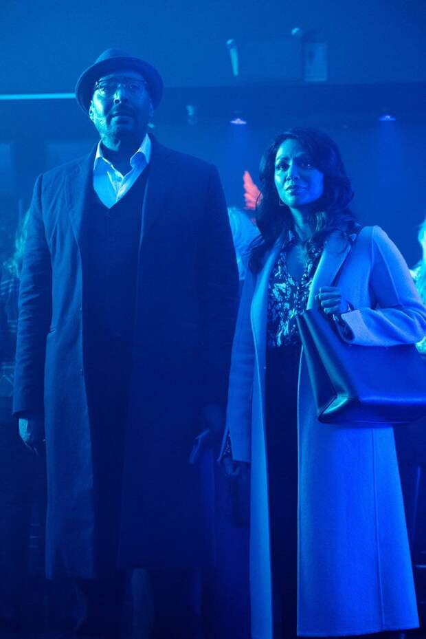Alec and Rose standing somewhere with blue tinted lighting on The Irrational Season 2 Episode 3