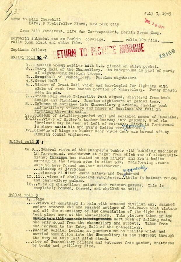 Неизвестные фотографии бункера Гитлера, сделанные в апреле 1945-го