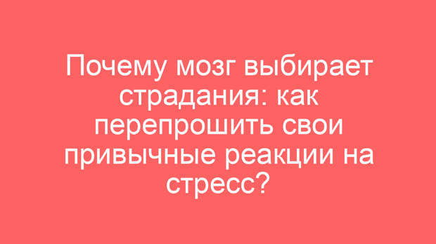 Почему мозг выбирает страдания: как перепрошить свои привычные реакции на стресс?