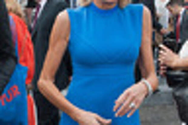 На военный парад в честь Дня взятия Бастилии в 2015 году Брижит, тогда еще жена министра экономики и финансов и цифровой экономики, надела синее платье от Louis Vuitton.
