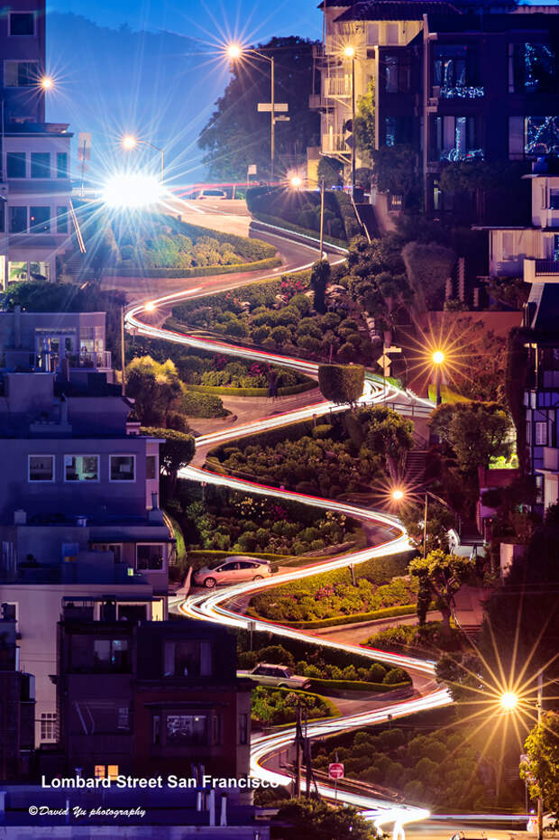 Самая извилистая улица в мире - Ломбард-стрит (Lombard Street), Сан-Франциско