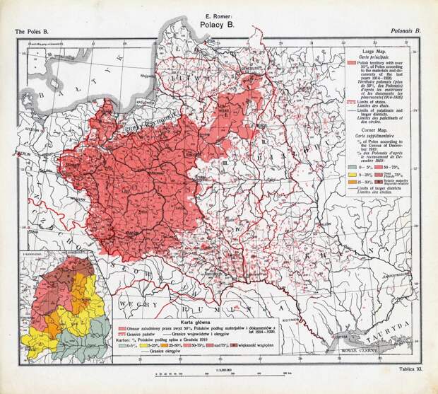 Польский географическо-статистический Атлас, 1921 исторические карты, карта, картография, карты, редкие карты