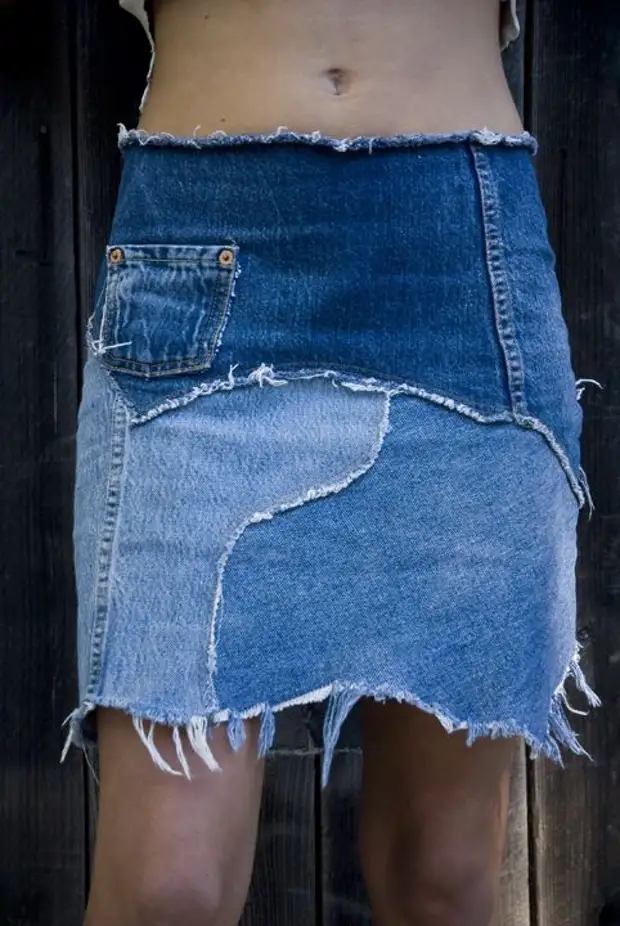 Как джинсы переделать на юбку