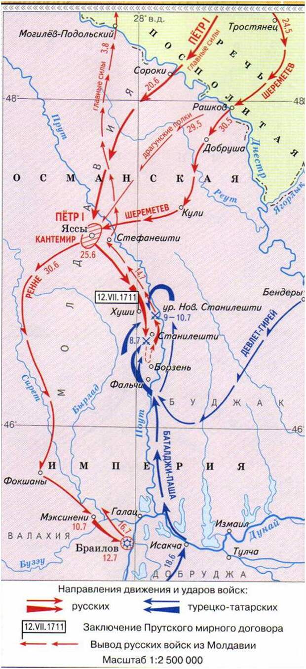 Прутские походы карта