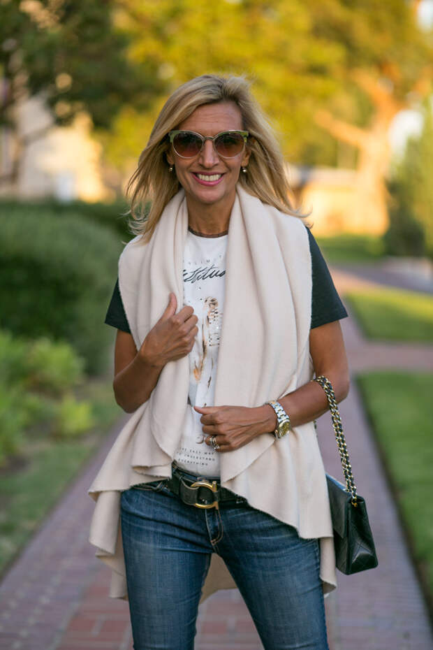 womens cream cape vest