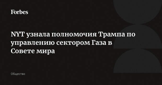NYT узнала полномочия Трампа по управлению сектором Газа в Совете мира