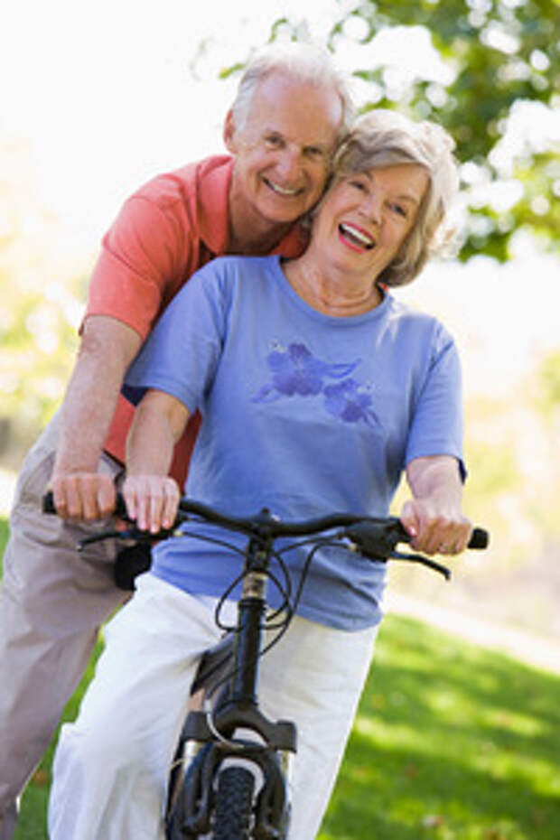 Senior couple on cycle ride