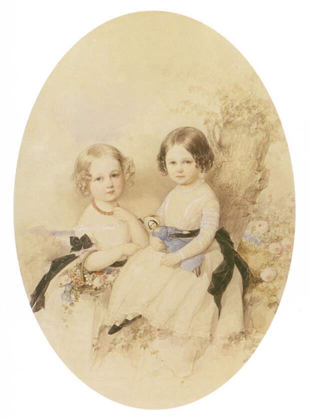 Мария и Вера, дочери Марии Бек. худ. В. И. Гау. 1842 г. Источник: WikiCommons