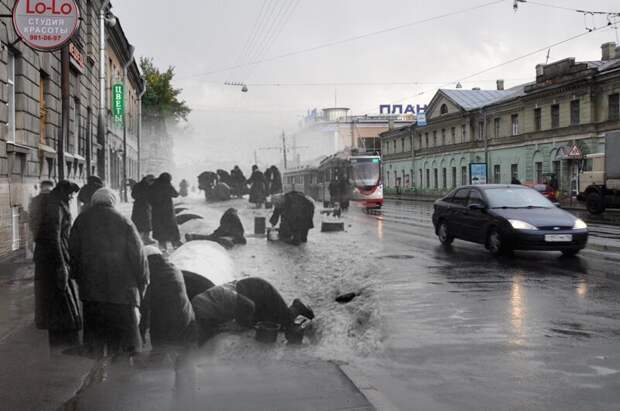 Ленинград 1942-2011 Звенигородская улица. У водоразборной колонки блокада, ленинград, победа