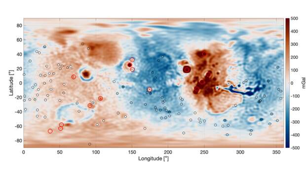 Гравитационная карта Марса