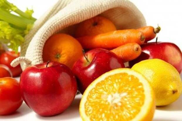 фрукты и овощи желтого, красного цвета