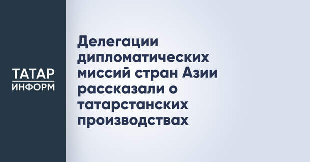 Делегации дипломатических миссий стран Азии рассказали о татарстанских производствах