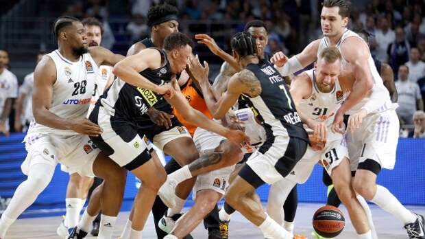 Real Madrid and Partizan brawl during EuroLeague game