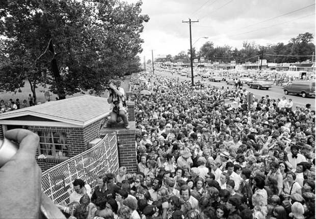 Похороны Элвиса Пресли в Грейсланде. Присутствовало 75000 фанатов. история, события, фото