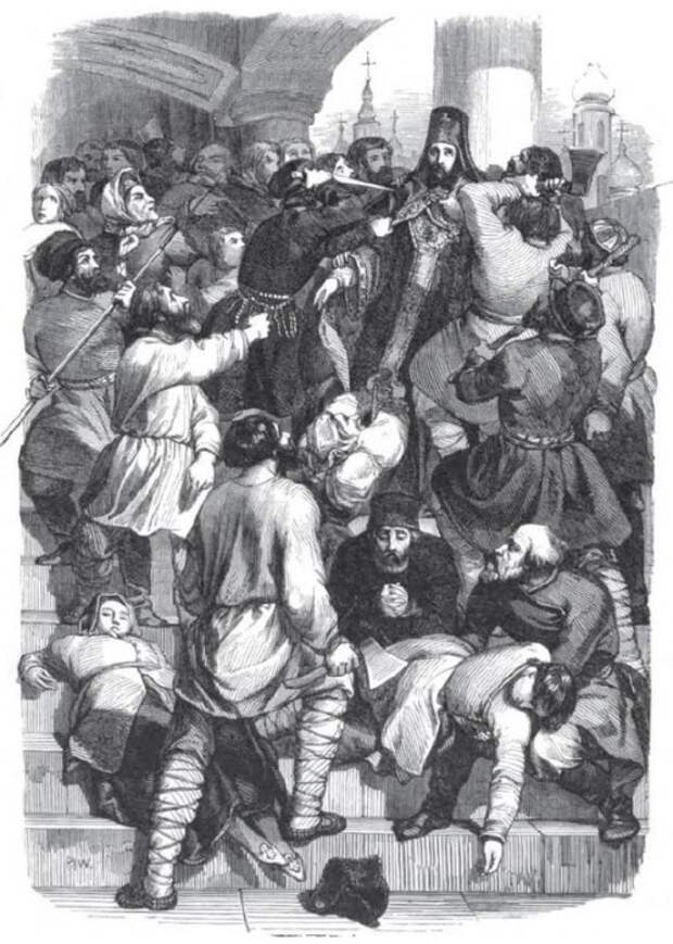 Убийство архиепископа Амвросия, гравюра Шарля Мишеля Жоффруа, 1845 год. / Фото: facebook.com