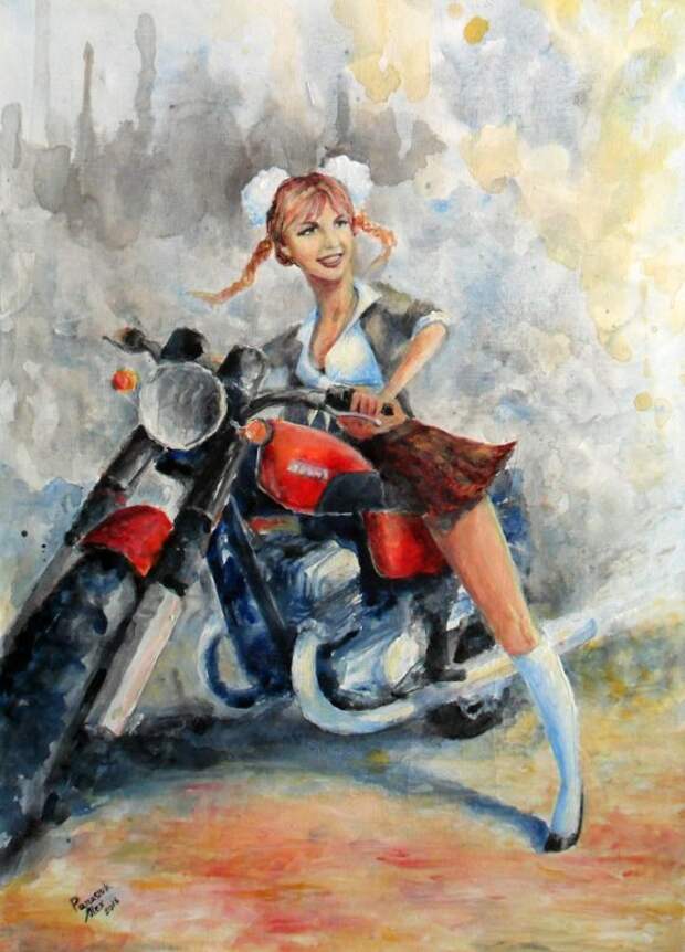 Мото-арт. Мои рисунки и картины на мотоциклетную тематику. Часть 2.