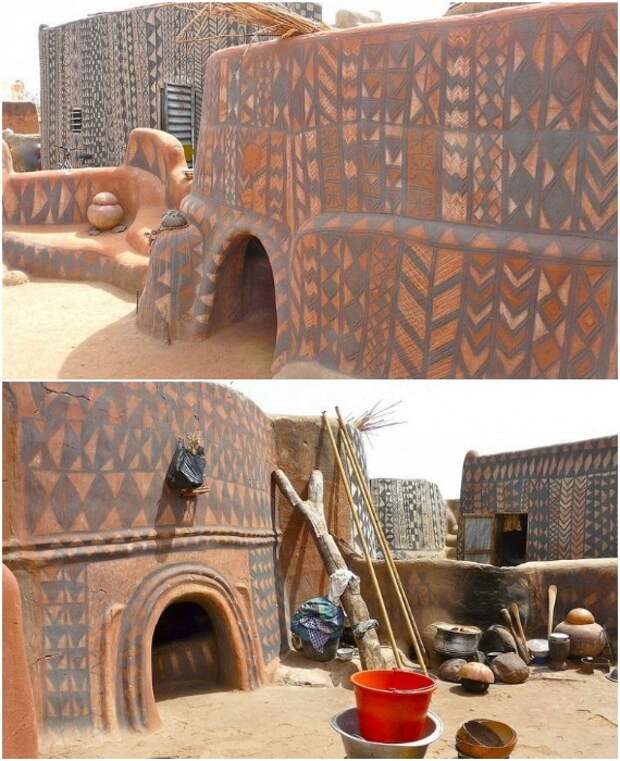 Колоритные хижины из глины и навоза издревле строят в сельской местности Буркина-Фасо.