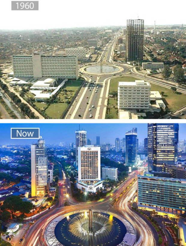 Джакарта в 1960-ом и сейчас.