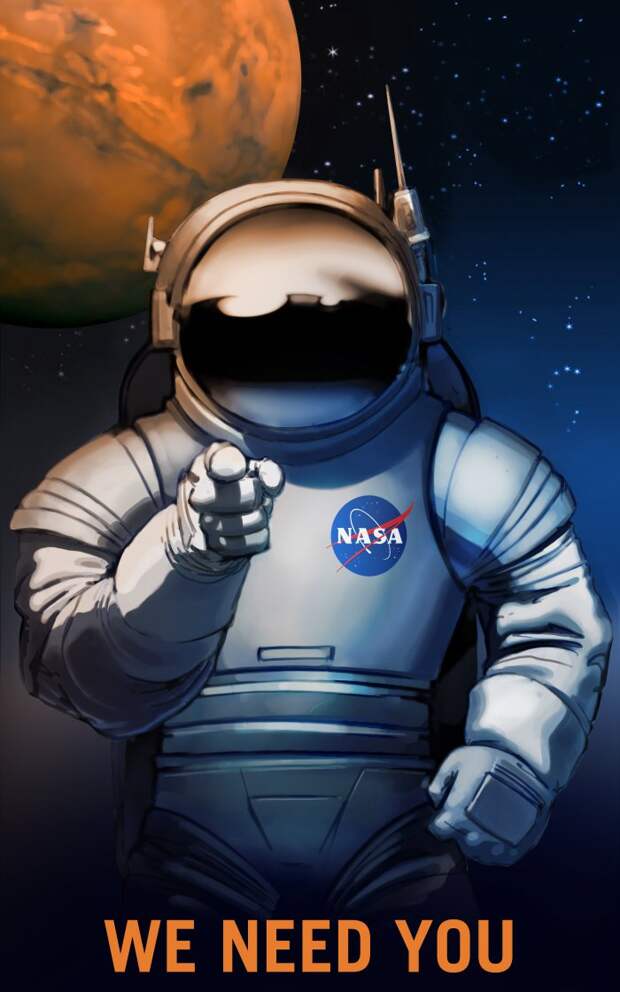 Постеры NASA о наборе вакансий на Марсе