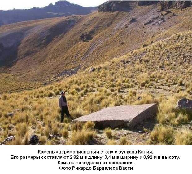 Неизвестный прямоугольный мегалит на потухшем вулкане Серро Капия (Перу) с необъяснимыми следами обработки