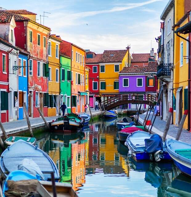 Бурано - самый красочный квартал Венеции, Италия. Фото