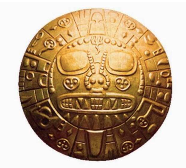 Золотой диск инков. Изображение взято с сайта: https://arqueologiadelperu.tumblr.com/post/179578581880/new-post-has-been-published-on
