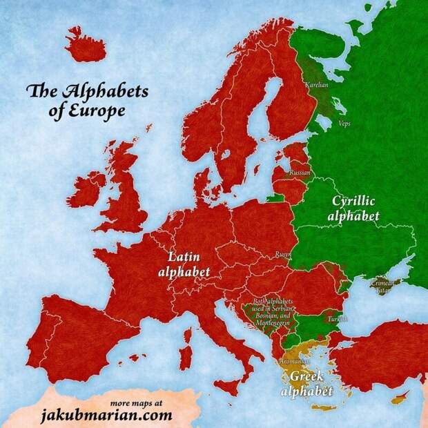 4. Алфавиты Европы: кириллица, латинский, греческий и алфавит крымских татар 4. Алфавиты Европы: кириллица, латинский, греческий и алфавит крымских татар в мире, интересно, карта, познавательно, фото