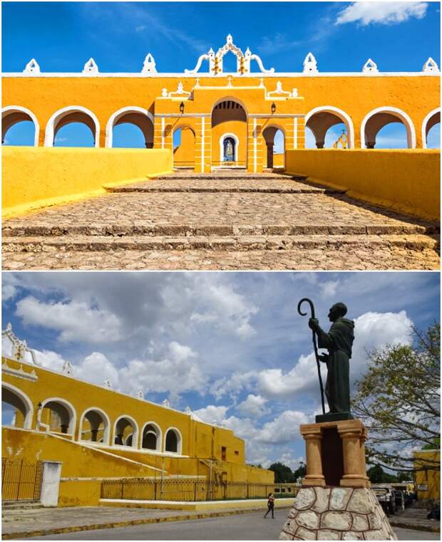 Священный город Исамаль радует глаз всеми оттенками желтого (Мексика).