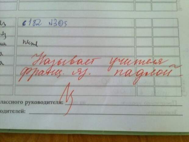 Учительские перлы из школьных дневников