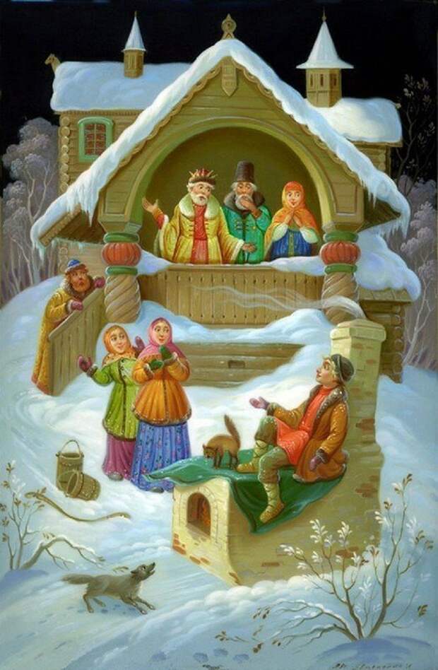 Русская зима Русская зима. Федоскинская лаковая миниатюра.