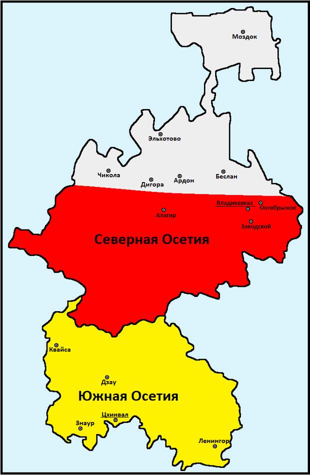 Карта Северной и Южной Осетии (карта исторического региона Балкарии (изображение взято из открытых источников)