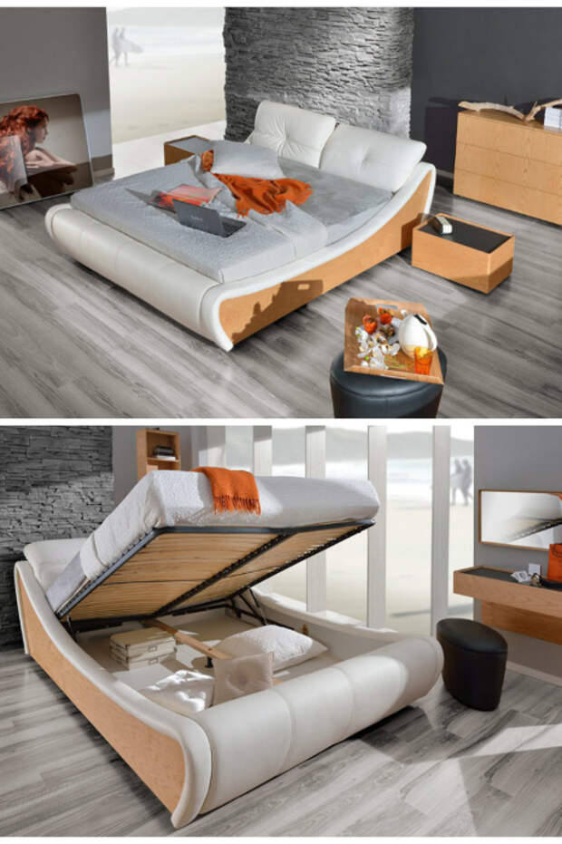 Стильная модель кровати с подъемным механизмом. | Фото: mayertrade.com.ua.