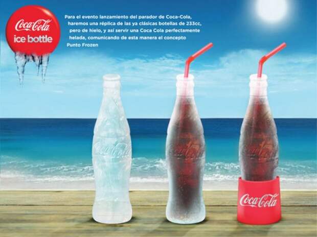 Coca Cola в бутылках... изо льда