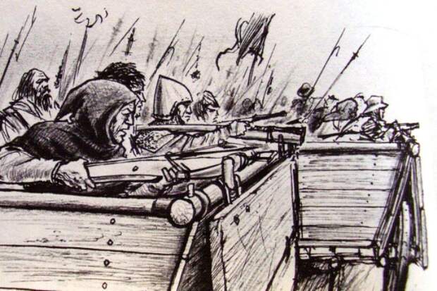 Гуситы довольно успешно применяли телеги в качестве оборонительных укреплений. /Фото: proshloe.com Гуситы довольно успешно применяли телеги в качестве оборонительных укреплений. /Фото: proshloe.com