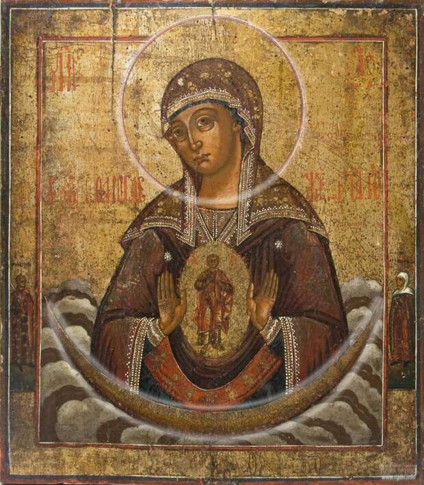 В иконах Пресвятой Богородицы круг и полумесяц (знак АллатРа)