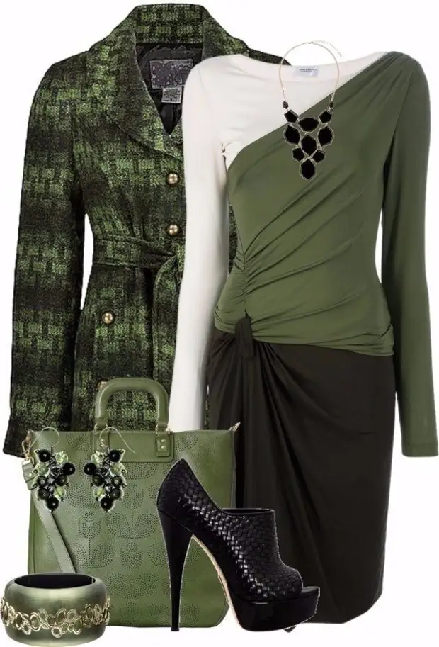 Сочетание цветов серого и зеленого в одежде