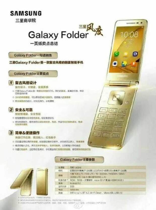 Спецификации Samsung Galaxy Folder 2
