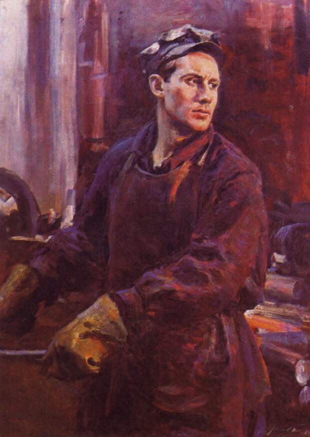 Портрет мастера кузнечного цеха завода им. Лихачёва Валерия Андреева, 1966.jpg