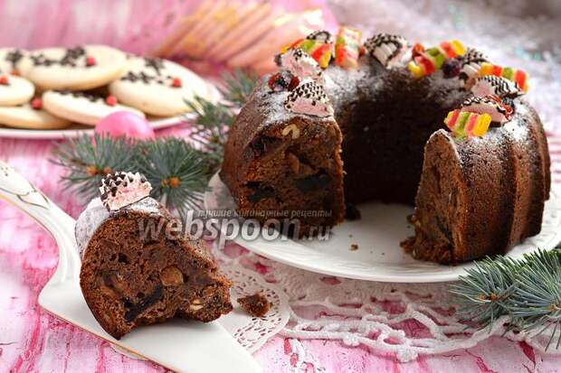 Фото Влажный рождественский фруктовый кекс