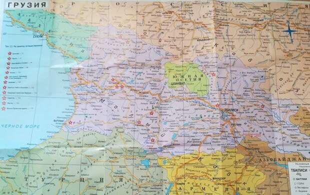 Карта Грузии, отпечатанная в России. Южная Осетия находится там где ей и предстало быть