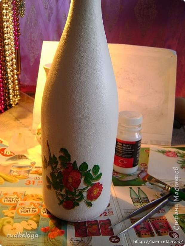 Декоративная бутылка и вазочка из плафона. Декупаж (6) (450x600, 166Kb)