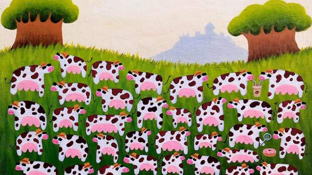 Головоломка: найдите на картине королеву коров