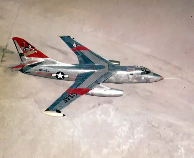 Douglas RB-66C Destroyer in flight (SN 54-450) over Edwards AFB Calif on Feb 19 1957 061102-F-1234P-035.jpg