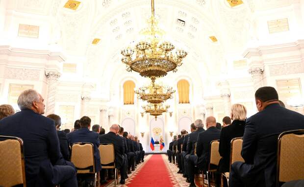 Путин произносит речь в Георгиевском зале Кремля, Фото: Григорий Сысоев, РИА «Новости»\ пресс-служба Кремля