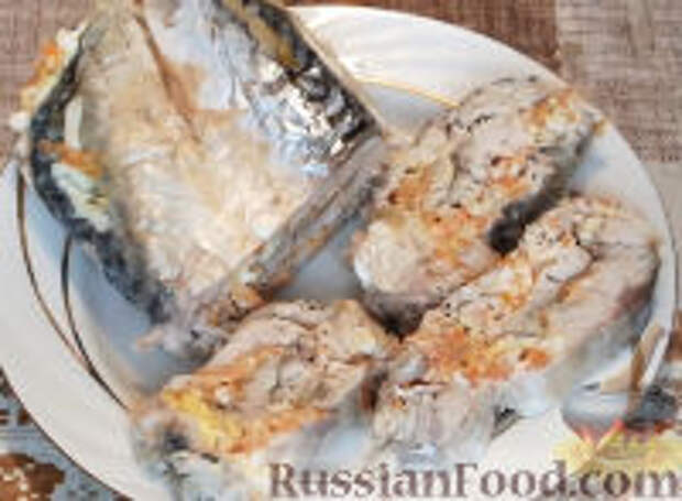 Фото к рецепту: Скумбрия фаршированная, варенная в пакете