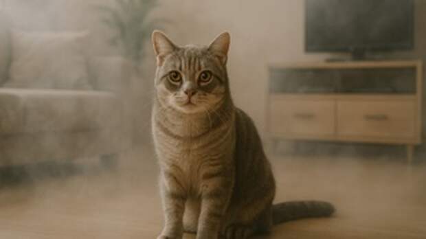 Кошка в дыме / Изображение сгенерировано ИИ ChatGPT / amic.ru