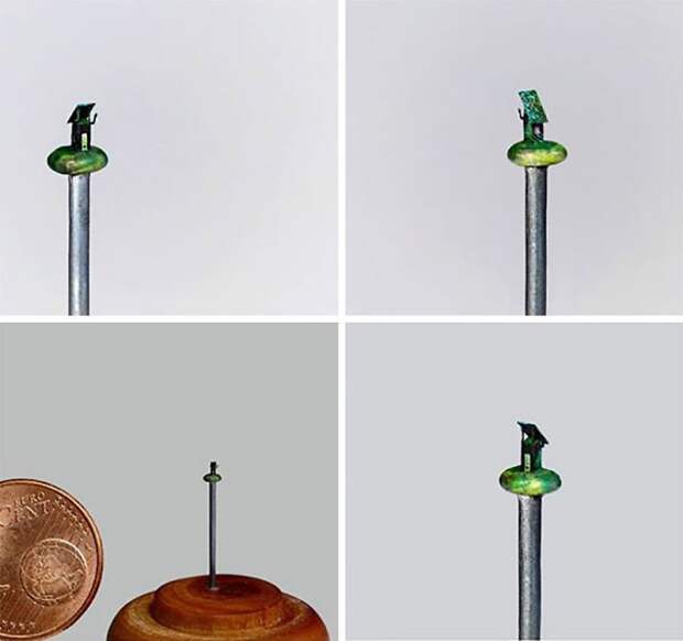 Хижина на швейной шпильке красота, миниатюра, необычное, птицы, скульптура