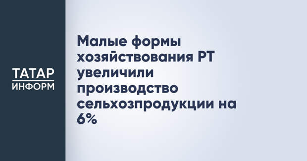 Малые формы хозяйствования РТ увеличили производство сельхозпродукции на 6%