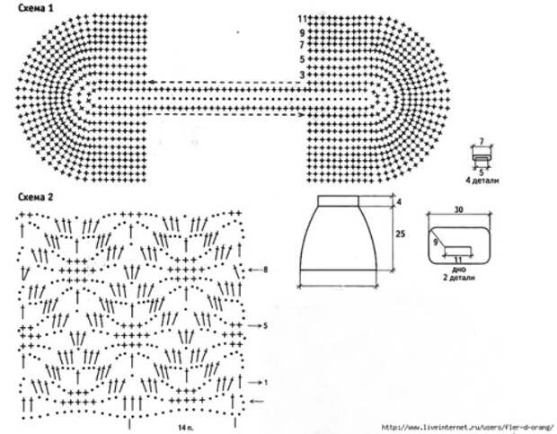 Схемы вязания сумки крючком - УВЕЛИЧИВАЮТСЯ!